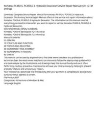 Komatsu PC450-6  PC450LC-6 Hydraulic Excavator Service Repair Manual (SN: 12144 and up) preview