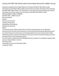 Komatsu WA180PT-3MC Wheel Loader Service Repair Manual (S/N: A88001 and up) preview