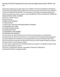 Komatsu PC270LC-8 Hydraulic Excavator Service Repair Manual (S/N: A87001 and up) preview