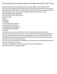 Komatsu WA250-3 Avance Wheel Loader Service Repair Manual (S/N: 50001 and up) preview