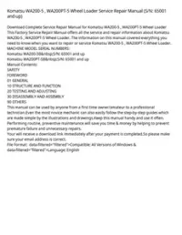Komatsu WA200-5   WA200PT-5 Wheel Loader Service Repair Manual (S/N: 65001 and up) preview