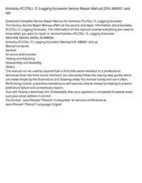 Komatsu PC270LL-7L Logging Excavator Service Repair Manual (S/N: A86001 and up) preview