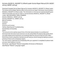Komatsu WA200-5L  WA200PT-5L Wheel Loader Service Repair Manual (S/N: A82001 and up  A89001 and up) preview