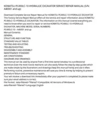 KOMATSU PC490LC-10 HYDRAULIC EXCAVATOR SERVICE REPAIR MANUAL (S/N: A40001 and up) preview