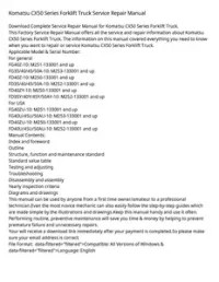 Komatsu CX50 Series Forklift Truck Service Repair Manual preview