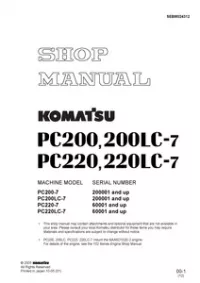 Komatsu PC200-7  PC200LC-7  PC220-7  PC220LC-7 Excavator Service Repair Manual (S/N:200001 and up  60001 and up) preview