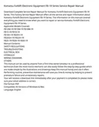 Komatsu Forklift Electronic Equipment FB-1R Series Service Repair Manual preview