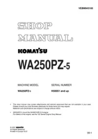 Komatsu WA250PZ-5 Wheel Loader Service Repair Manual (S/N: H50051 and up) preview