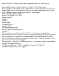 Komatsu WA40-1 Wheel Loader Service Repair Manual (S/N: 1001 and up) preview