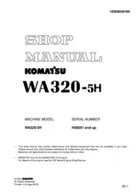 Komatsu WA320-5H Wheel Loader Service Repair Manual (S/N: H50051 and up) preview