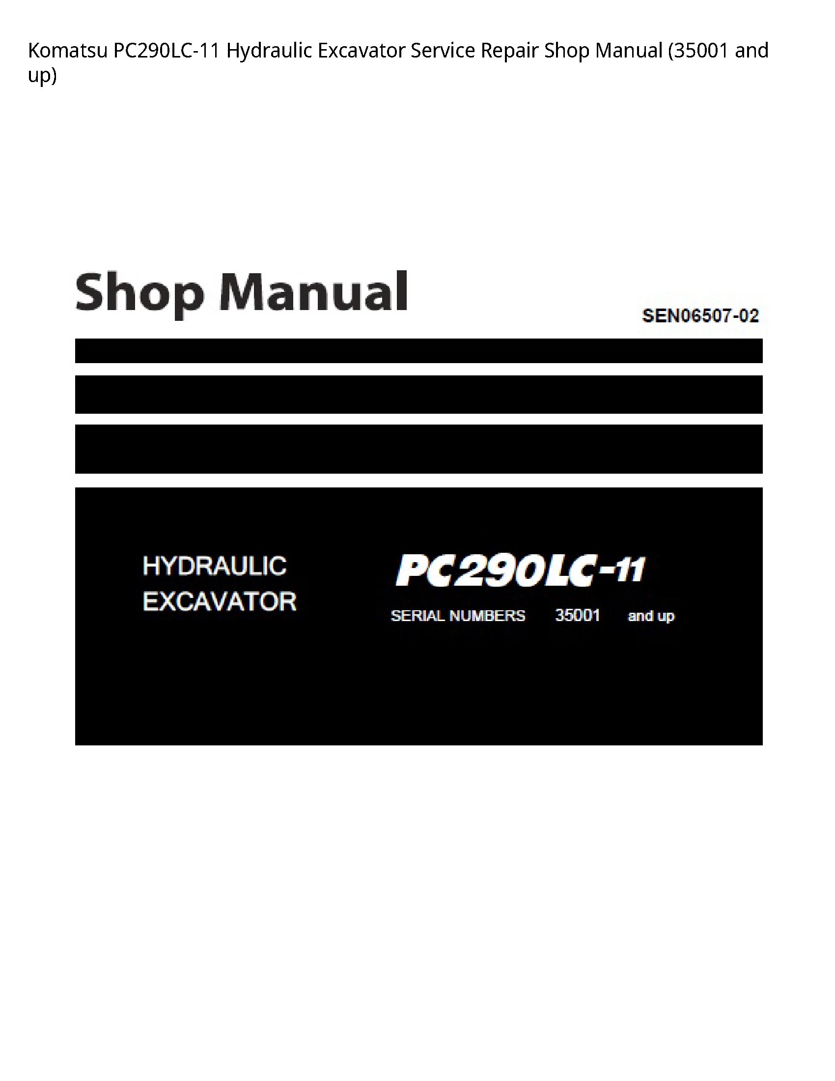 KOMATSU PC290LC-11 Hydraulic Excavator manual
