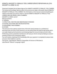 KOMATSU WA320PT-5L PARALLEL TOOL CARRIER SERVICE REPAIR MANUAL (S/N: WA320PT-5L A39001 & UP) preview