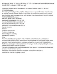 Komatsu PC300-6  PC300LC-6  PC350-6  PC350LC-6 Excavator Service Repair Manual (S/N:В 33001 and up  В 12001 and up) preview