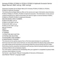 Komatsu PC300-6  PC300LC-6  PC350-6  PC350LC-6 Hydraulic Excavator Service Repair Manual ( 30001 and up  10001 and up) preview