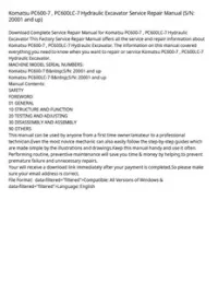 Komatsu PC600-7   PC600LC-7 Hydraulic Excavator Service Repair Manual (S/N: 20001 and up) preview