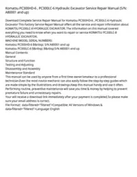 Komatsu PC300HD-6   PC300LC-6 Hydraulic Excavator Service Repair Manual (S/N: A80001 and up) preview