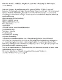 Komatsu PC600-8   PC600LC-8 Hydraulic Excavator Service Repair Manual (S/N 30001 and up) preview