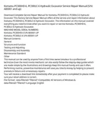 Komatsu PC300HD-6  PC300LC-6 Hydraulic Excavator Service Repair Manual (S/N: A83001 and up) preview