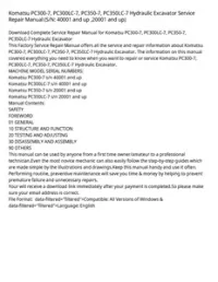 Komatsu PC300-7  PC300LC-7  PC350-7  PC350LC-7 Hydraulic Excavator Service Repair Manual (S/N: 40001 and up  20001 and up) preview