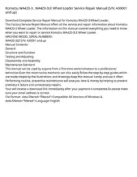 Komatsu WA420-3   WA420-3LE Wheel Loader Service Repair Manual (S/N: A30001 and up) preview