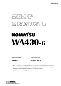 Komatsu WA430-5 Wheel Loader Service Repair Manual (S/N: H50051 and up and up) preview