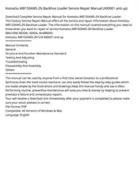 Komatsu WB150AWS-2N Backhoe Loader Service Repair Manual (A90001 and up) preview