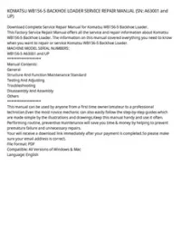 KOMATSU WB156-5 BACKHOE LOADER SERVICE REPAIR MANUAL (SN: A63001 and UP) preview