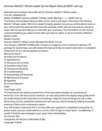 Komatsu WA320-7 Wheel Loader Service Repair Manual (80001 and up) preview