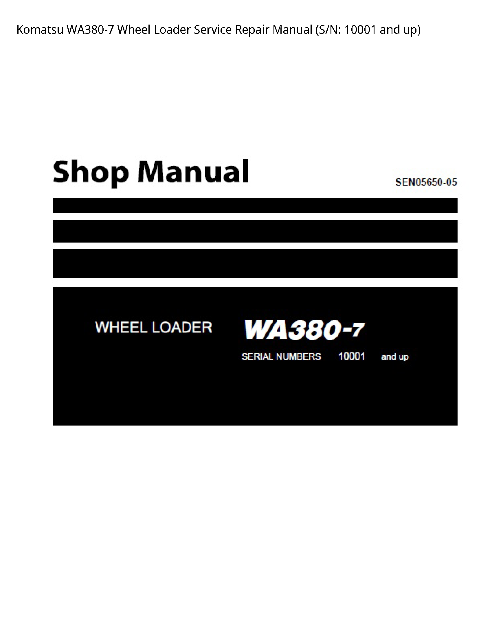KOMATSU WA380-7 Wheel Loader manual