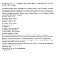 Komatsu PC650-5  PC710-5 Hydraulic Excavator Service Repair Manual (S/N: 20001 and up  10001 and up) preview