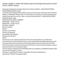 Komatsu WA450-3   WA450-3MC Wheel Loader Service Repair Manual (S/N: A31001 and up   A35001 and up) preview