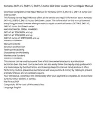 Komatsu SK714-5  SK815-5  SK815-5 turbo Skid Steer Loader Service Repair Manual preview