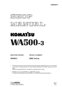 Komatsu WA500-3 Wheel Loader Service Repair Manual (S/N: 50001 and up) preview