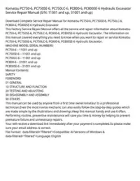 Komatsu PC750-6  PC750SE-6  PC750LC-6  PC800-6  PC800SE-6 Hydraulic Excavator Service Repair Manual (S/N: 11001 and up  31001 and up) preview