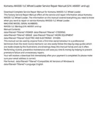 Komatsu WA500-1LC Wheel Loader Service Repair Manual (S/N: A60001 and up) preview