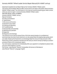 Komatsu WA500-7 Wheel Loader Service Repair Manual (S/N: A94001 and up) preview