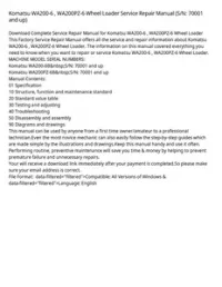 Komatsu WA200-6   WA200PZ-6 Wheel Loader Service Repair Manual (S/N: 70001 and up) preview