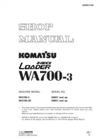 Komatsu WA700-3   WA700-3D Avance Wheel Loader Service Repair Manual (S/N: 50001 and up) preview