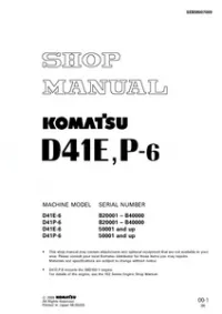 Komatsu D41E-6  D41P-6 Dozer Bulldozer Service Repair Manual (SN: B20001-B40000  50001 and up) preview