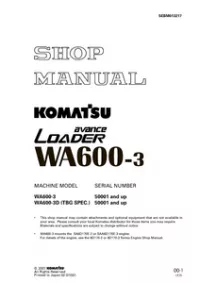 Komatsu Wheel Loaders WA600-3 Service Repair Workshop Manual preview