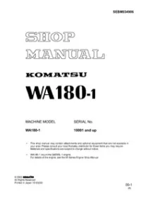 Komatsu Wheel Loaders WA180-1 Service Repair Workshop Manual preview