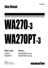 Komatsu Wheel Loaders WA270-3 WA270PT-3 Service Repair Workshop Manual preview