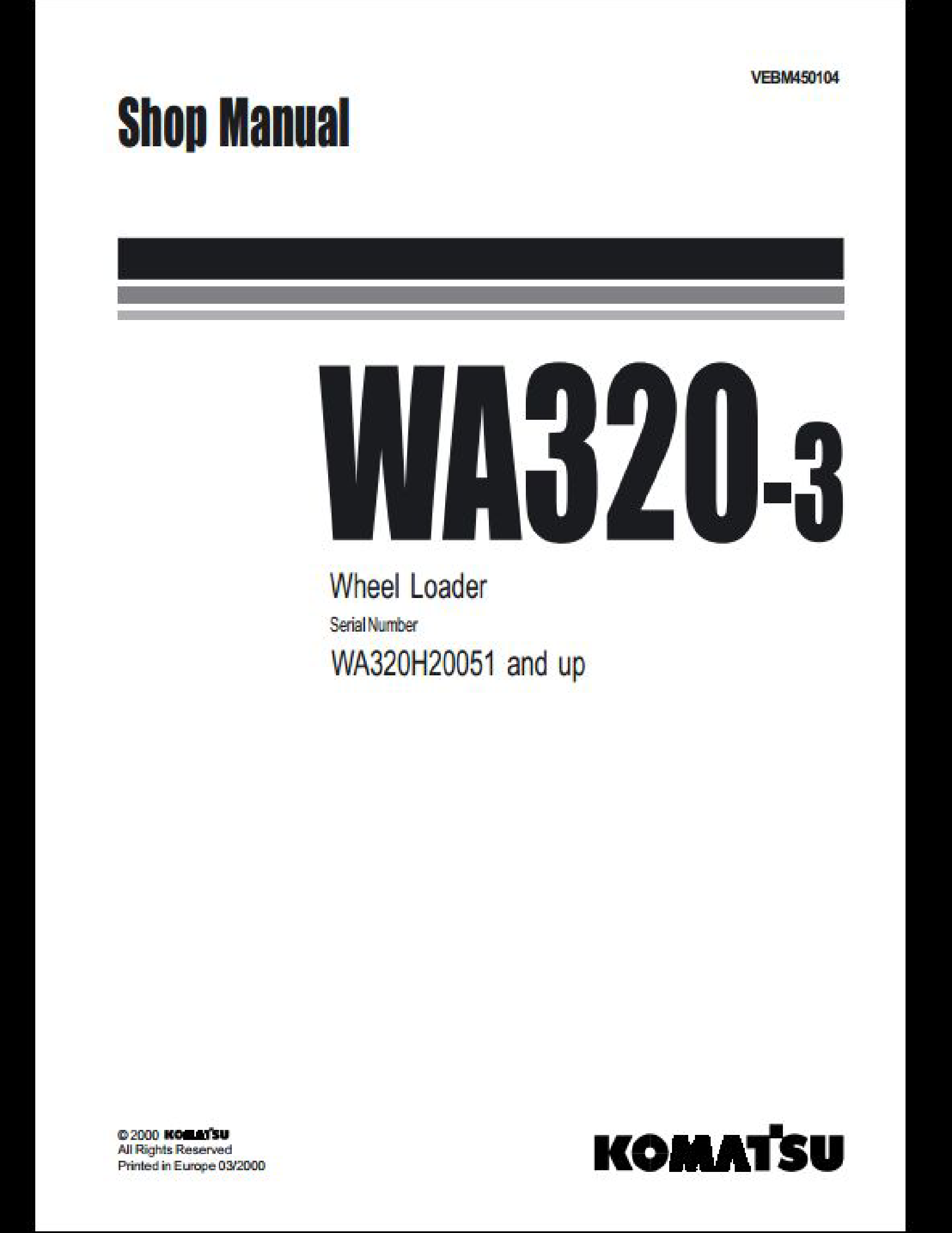 KOMATSU WA50-3 Wheel Loaders manual
