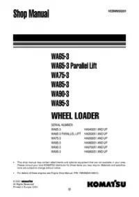 Komatsu Wheel Loaders WA65-3 WA75-3 WA85-3 WA90-3 WA95-3В Service Repair Workshop Manual preview
