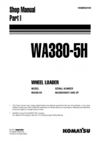 Komatsu Wheel Loaders WA380-5 WA380-5H Service Repair Workshop Manual preview