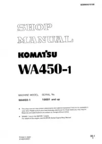 Komatsu Wheel Loaders WA450-1 Service Repair Workshop Manual preview