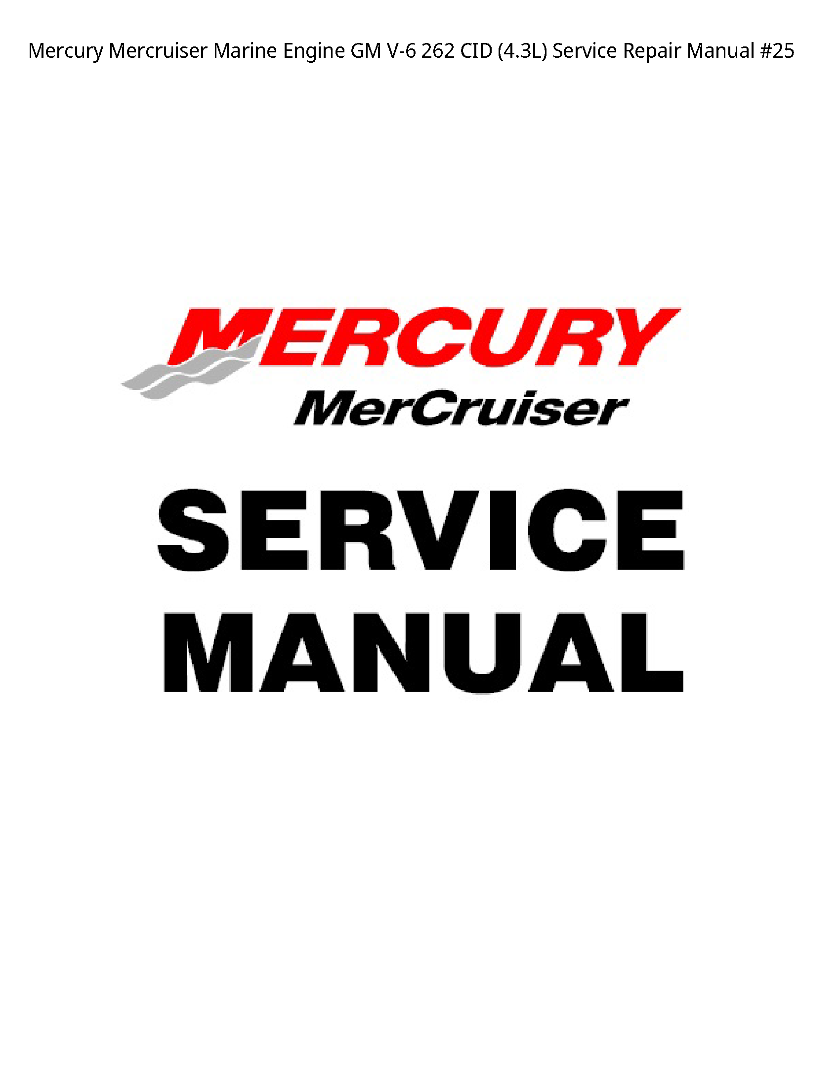 Mercury V-6 Mercruiser Marine Engine GM CID manual