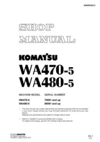 Komatsu Wheel Loaders WA470-5 WA480-5 WA470-5H WA480-5H Service Repair Workshop Manual preview