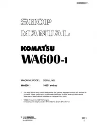 Komatsu Wheel Loaders WA600-1 Service Repair Workshop Manual preview