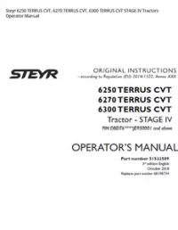 Steyr 6250 TERRUS CVT  6270 TERRUS CVT  6300 TERRUS CVT STAGE IV Tractors Operator Manual preview